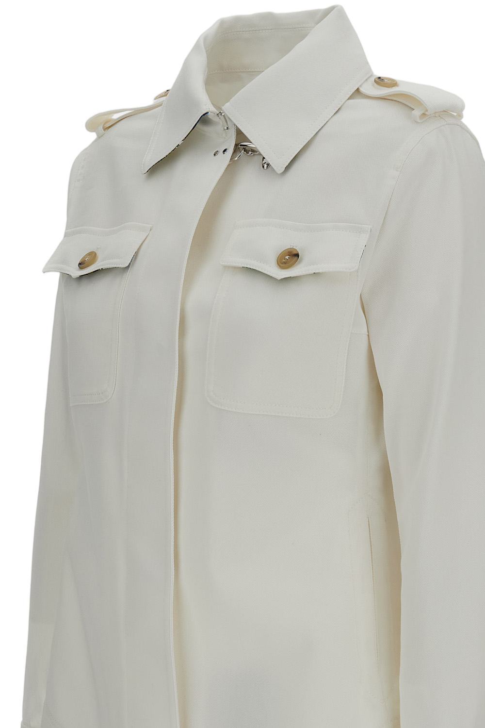 Utility-Inspired White Shirt Jacket