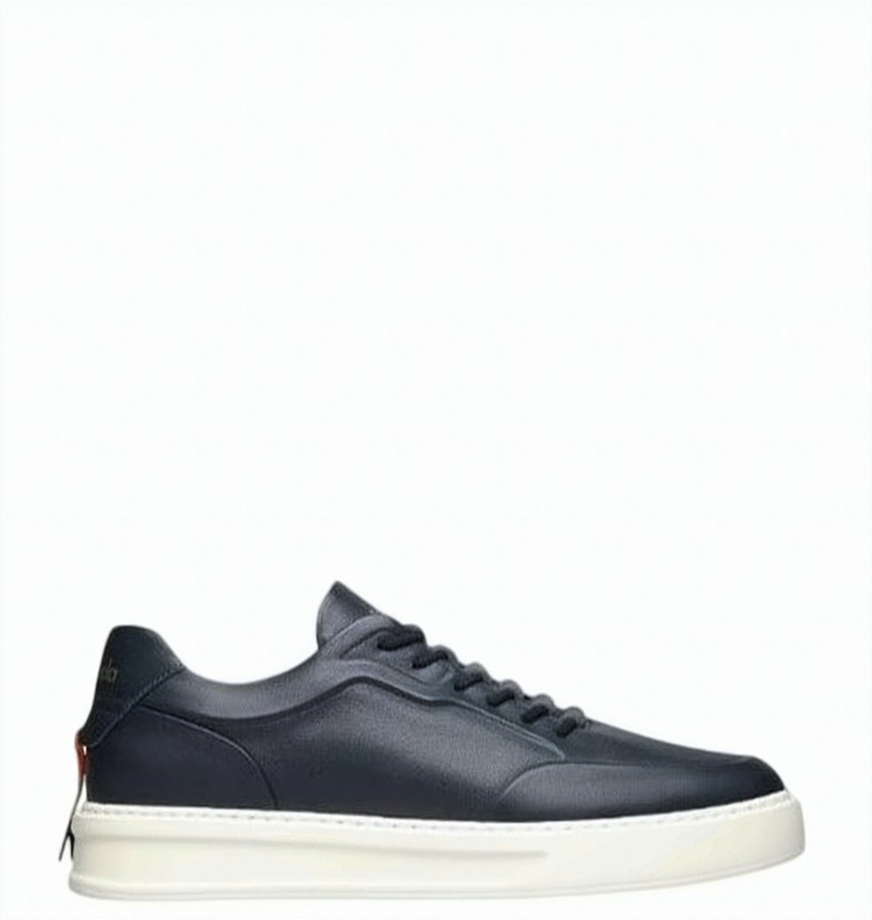 Blue Slip On Leather Sneakers