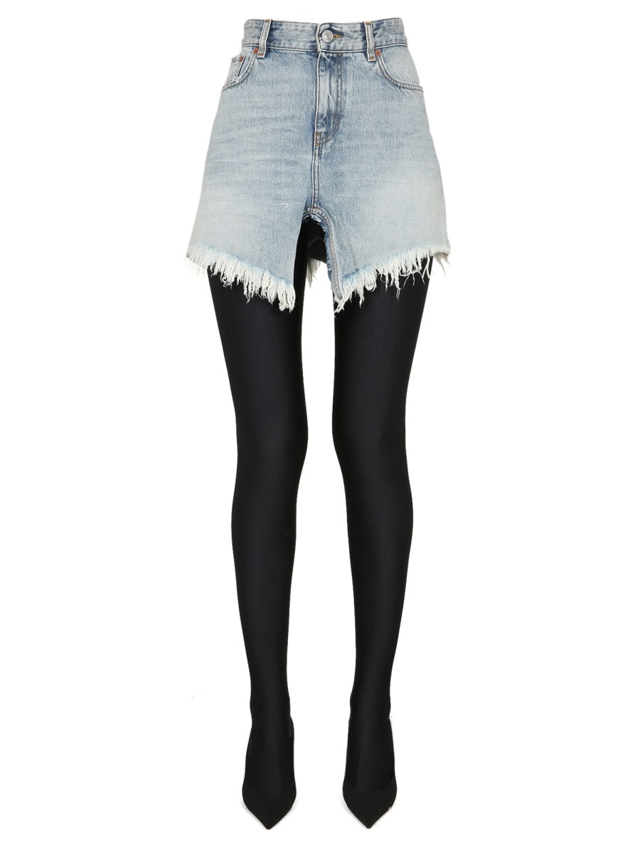 Fitted Mini Skirt with Belt Loops in Cotton