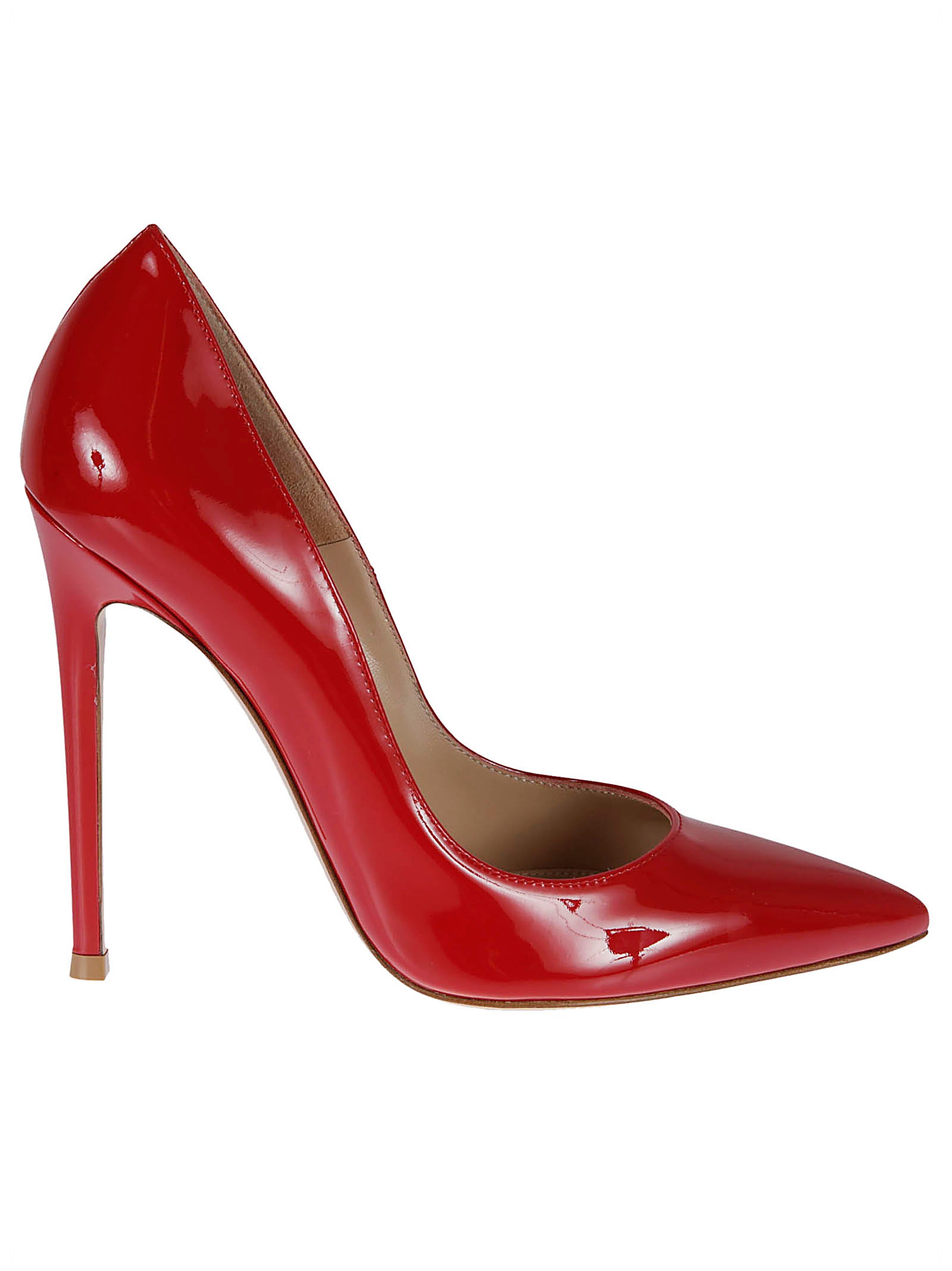 Pointed-Toe High Heel Pumps in Glossy Calf Leather