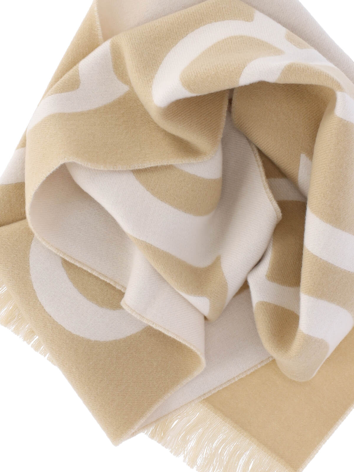 Beige B Shield Reversible Wool Scarf