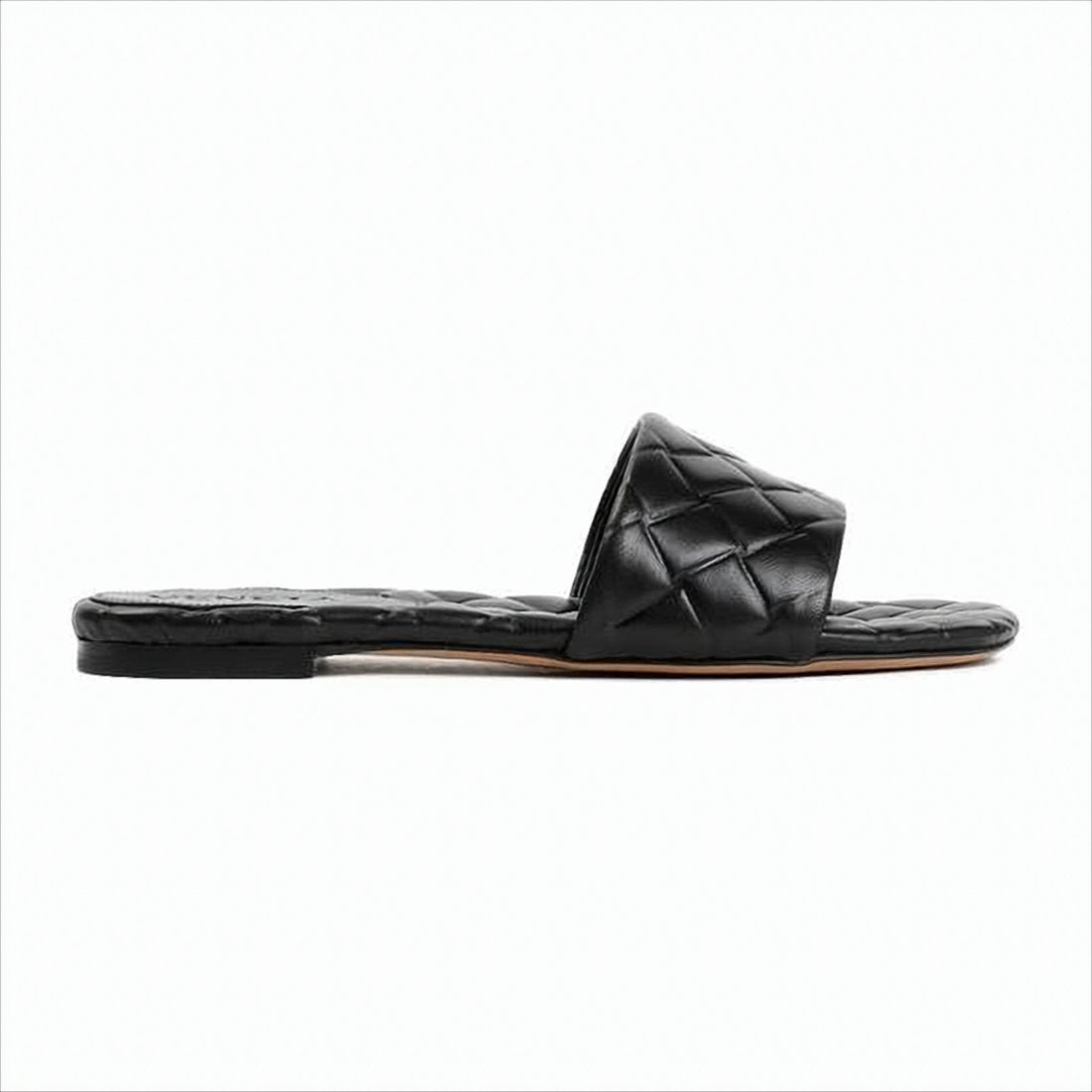 Padded Strap Black Flat Mules