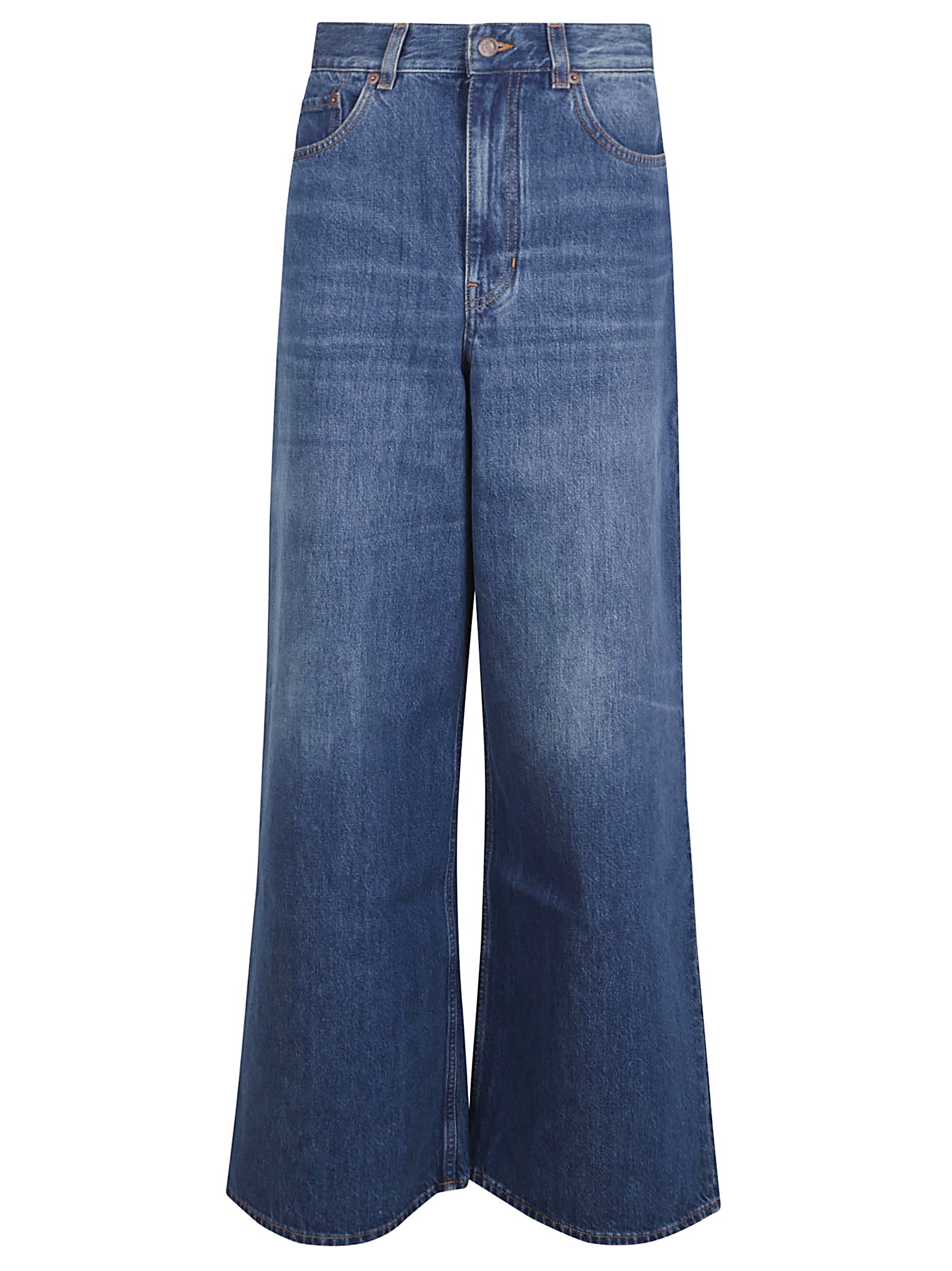 High-Waisted Wide-Leg Jeans With Five-Pocket Design