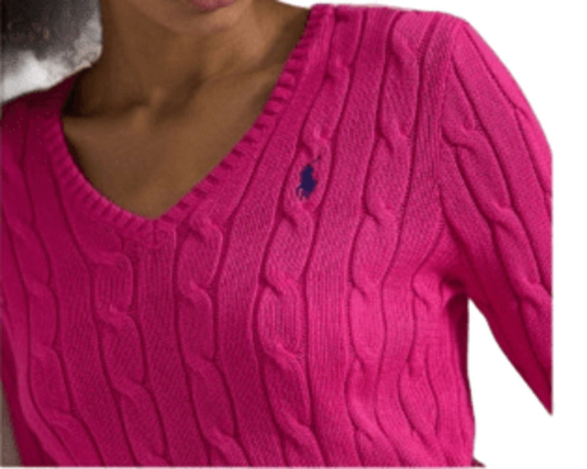 V-Neck Cable-Knit Sweatshirt