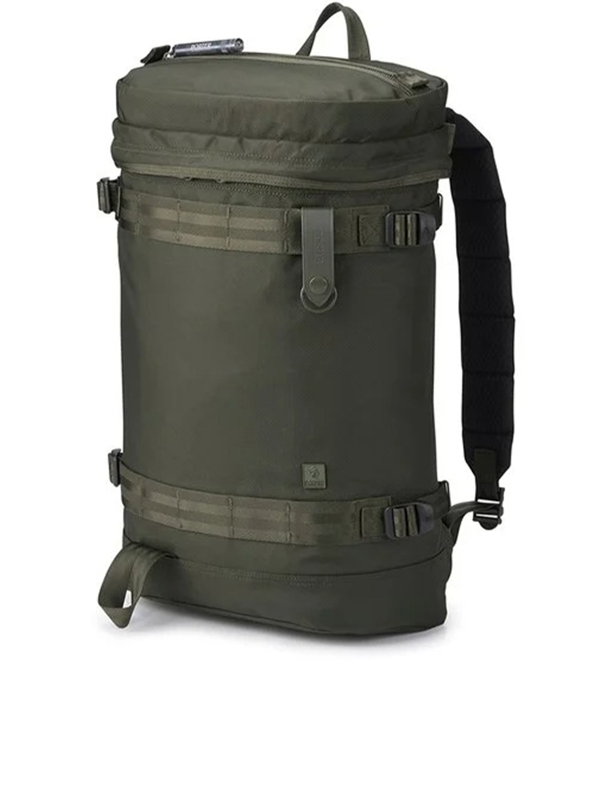 Olive Green Backpack Boxy Structured Nylon Backpack