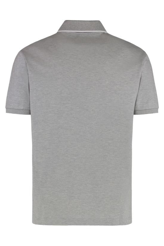 Grey Polo Shirt with Collared Neckline