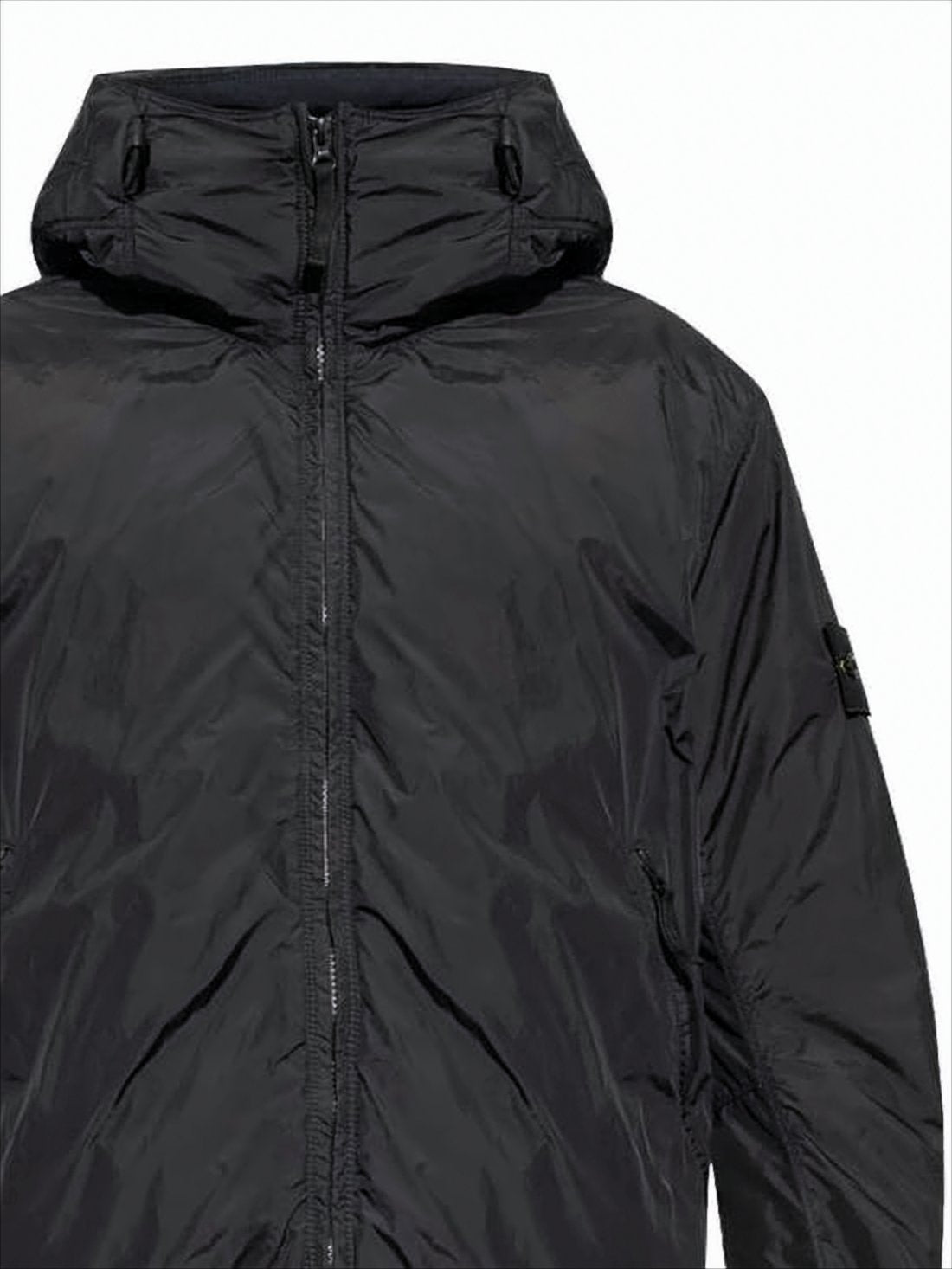 Crinkled Nylon Down Jacket with Hood
