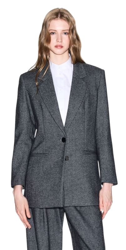 Tailored Grey Blazer With Notch Lapel