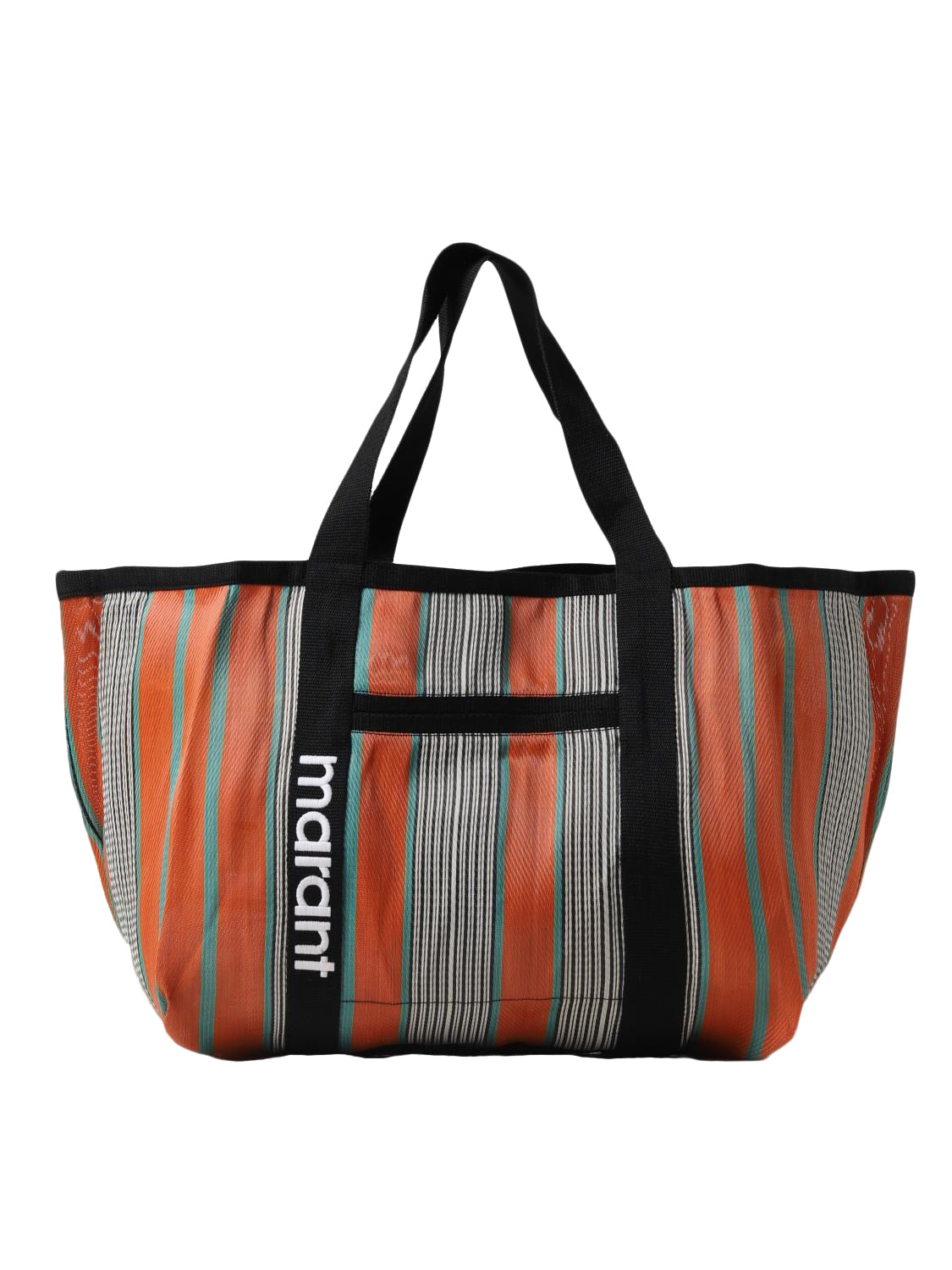 Striped Medium Shoulder Bag with Iconic Branding