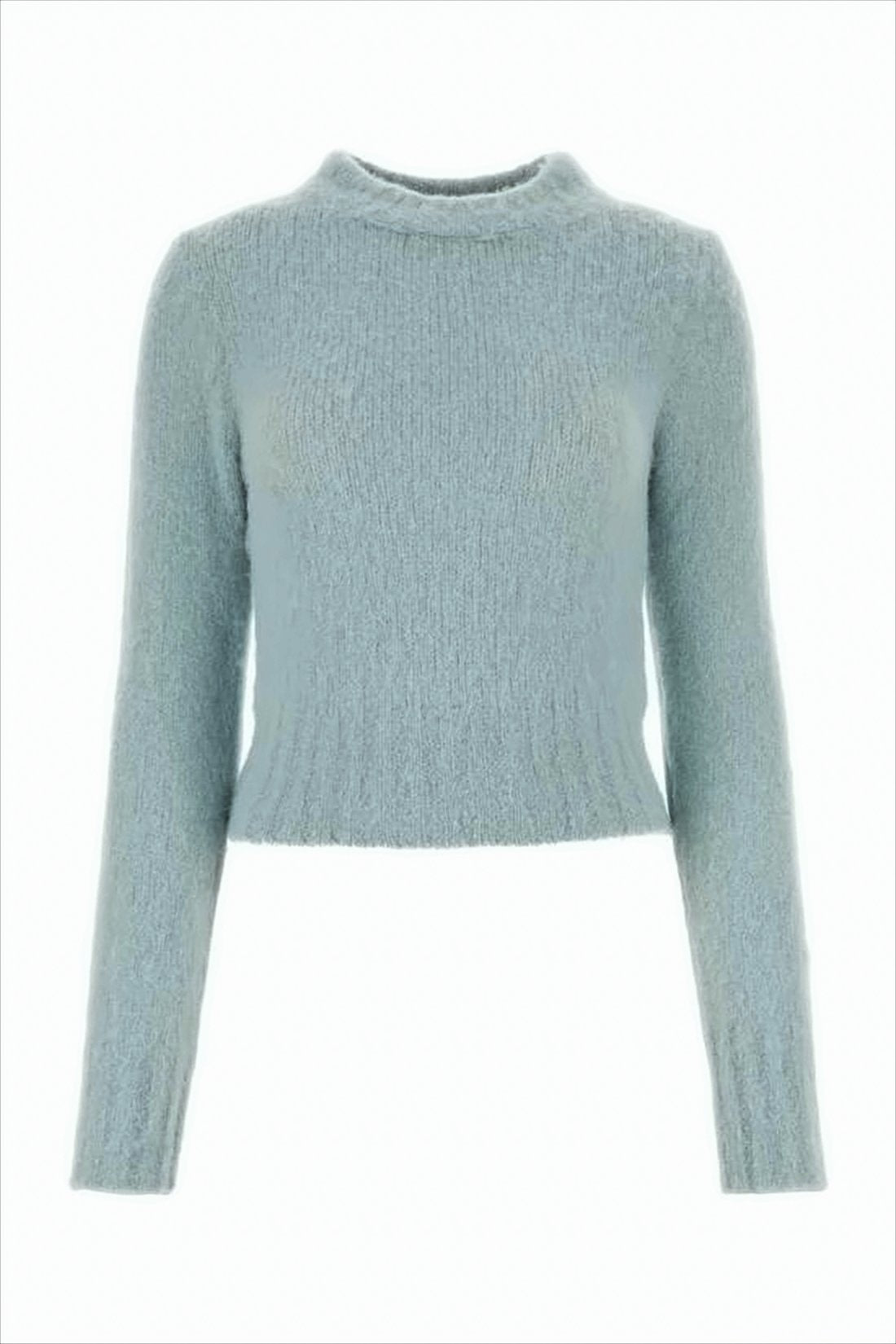 Textured Knit Blue Cropped Sweater