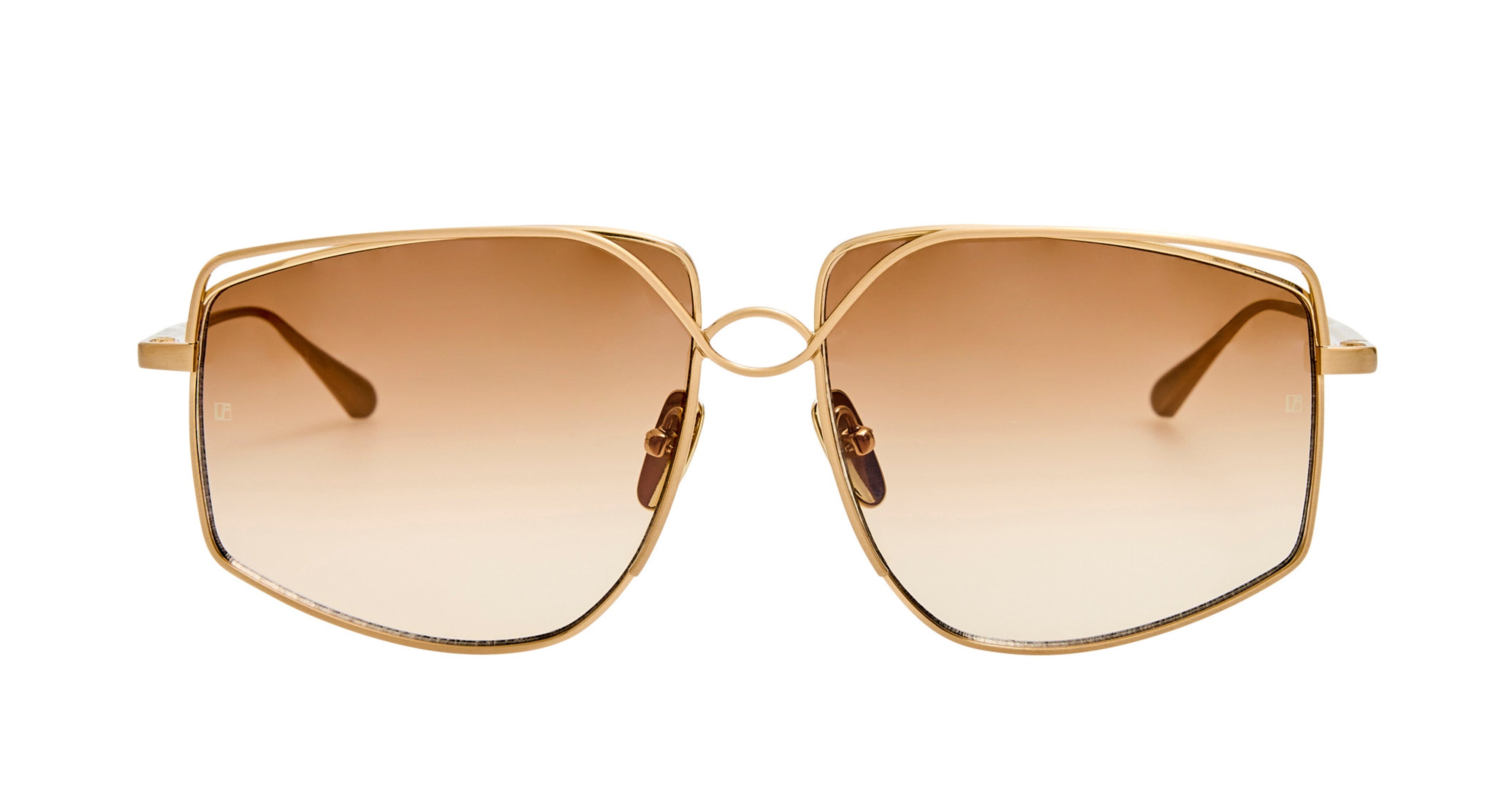 Lfl Geometric Titanium Sunglasses with Polished Gold Finish