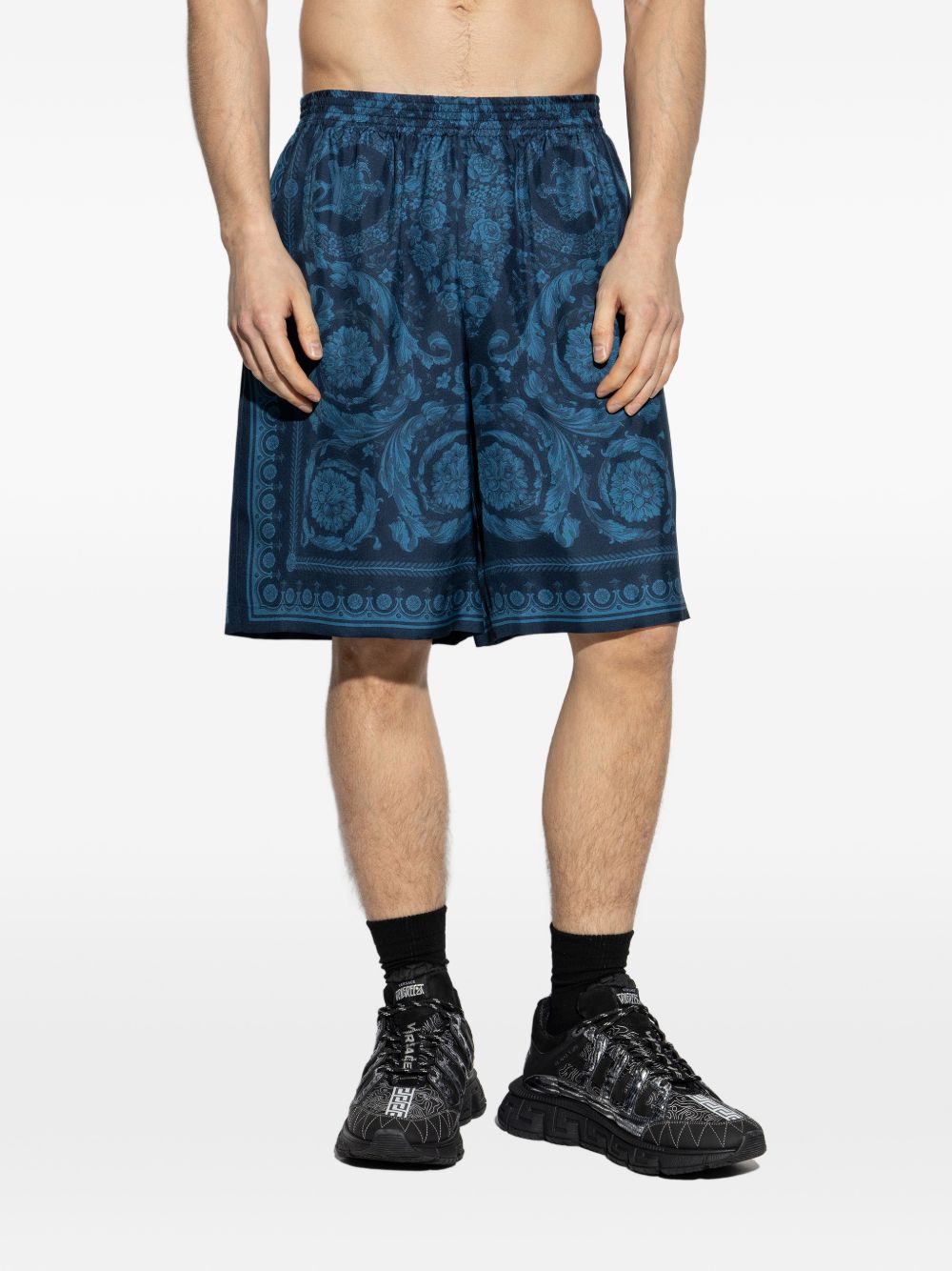 Relaxed Baroque Patterned Silk-Nylon Shorts