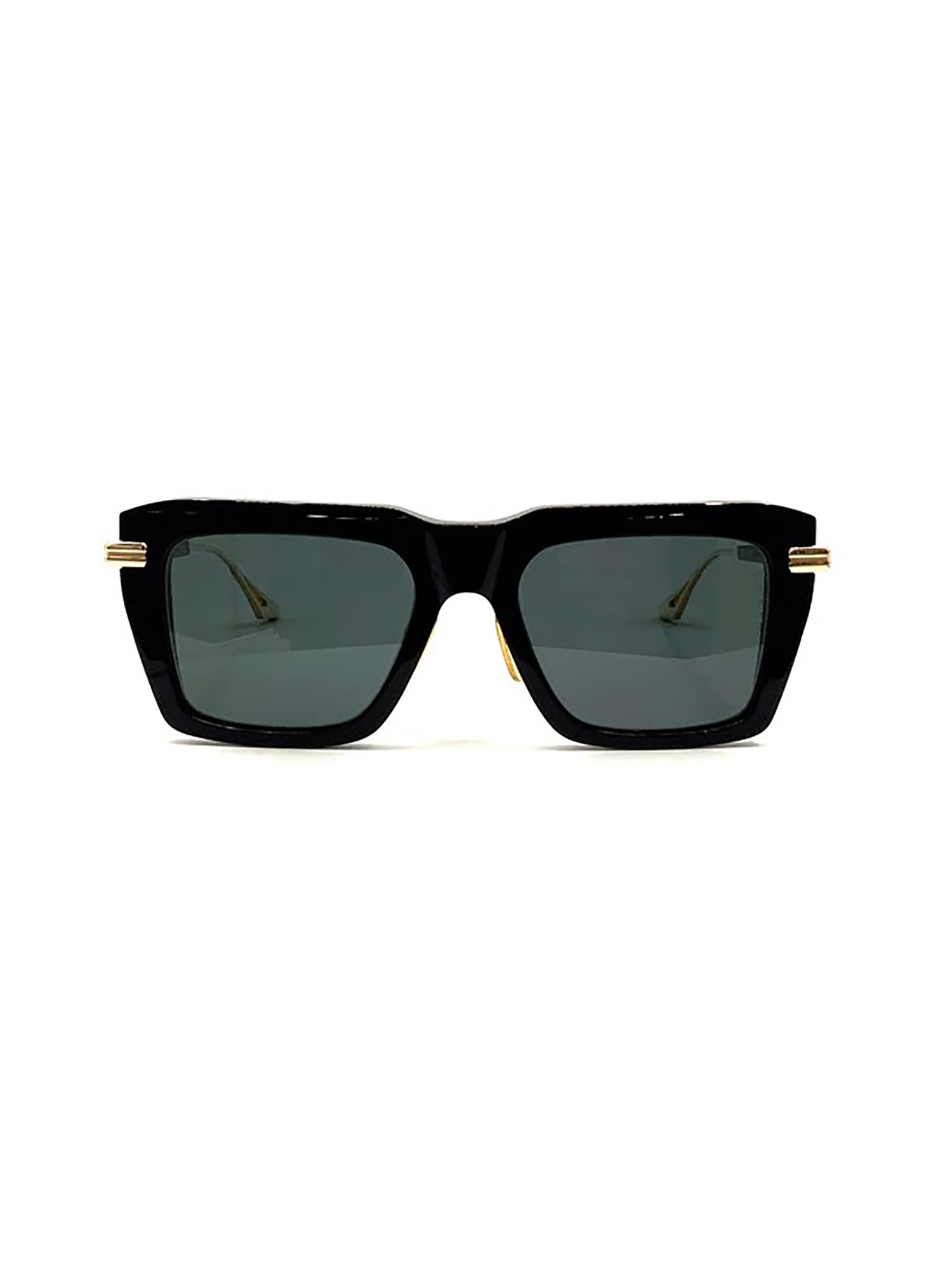 Bold Angular Black Sunglasses with Gold Detailing