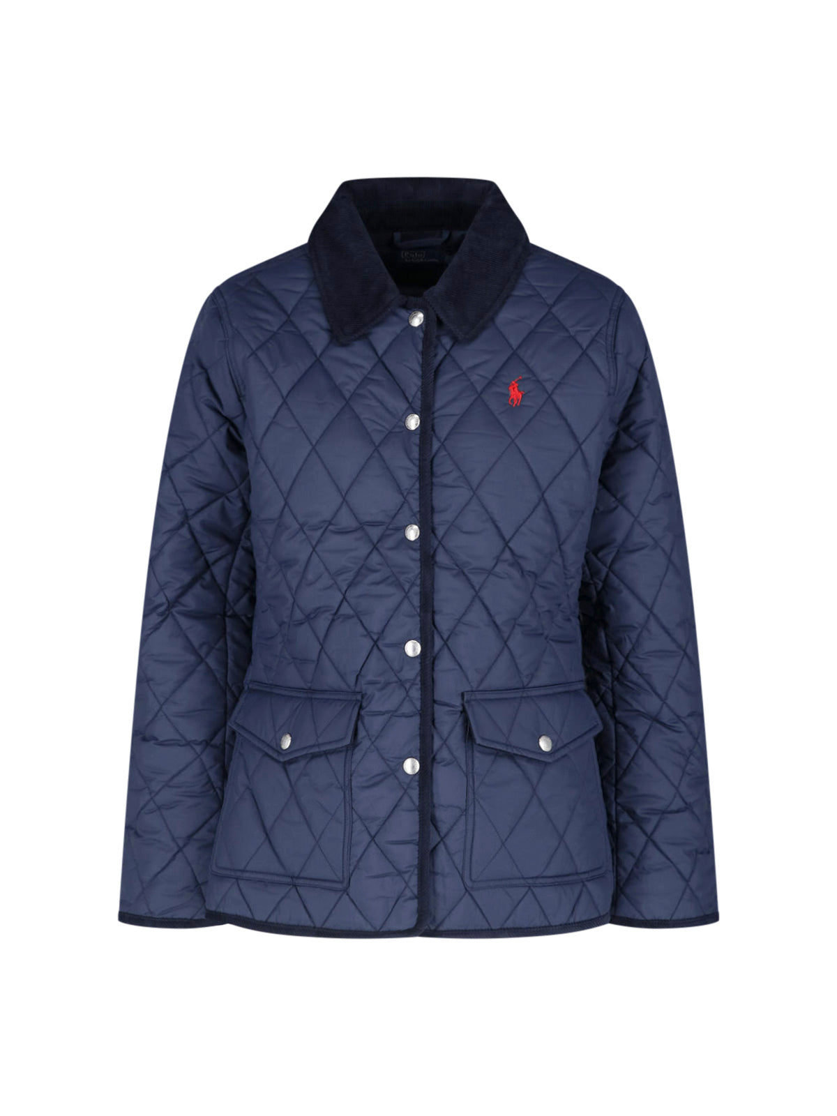 Green Quilted Corduroy Collar Jacket