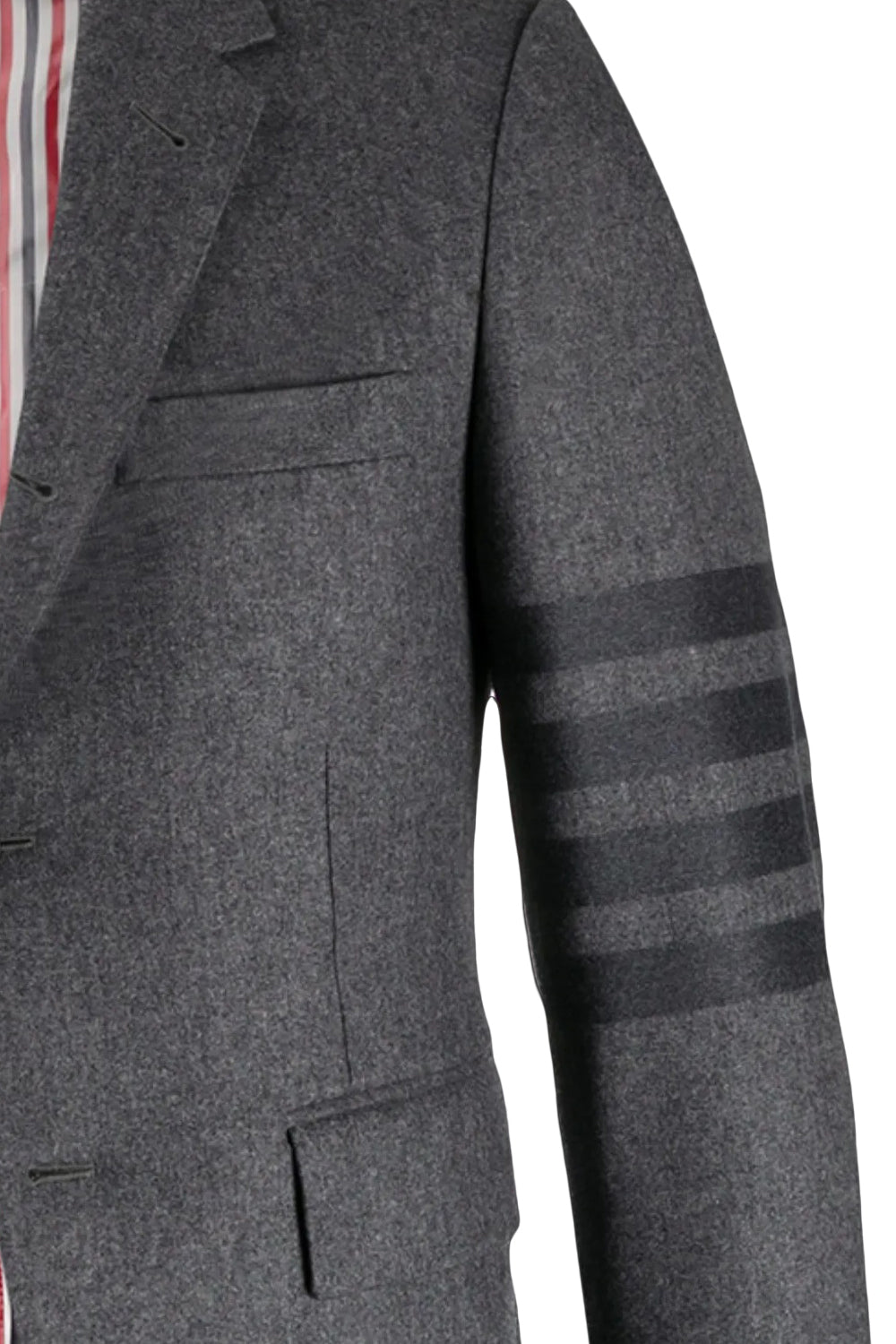 Tailored Grey Suit Jacket with Cashmere Blend and Signature Stripes