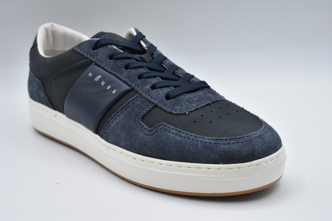 Textured Upper In Rich Blue Laced Sneakers