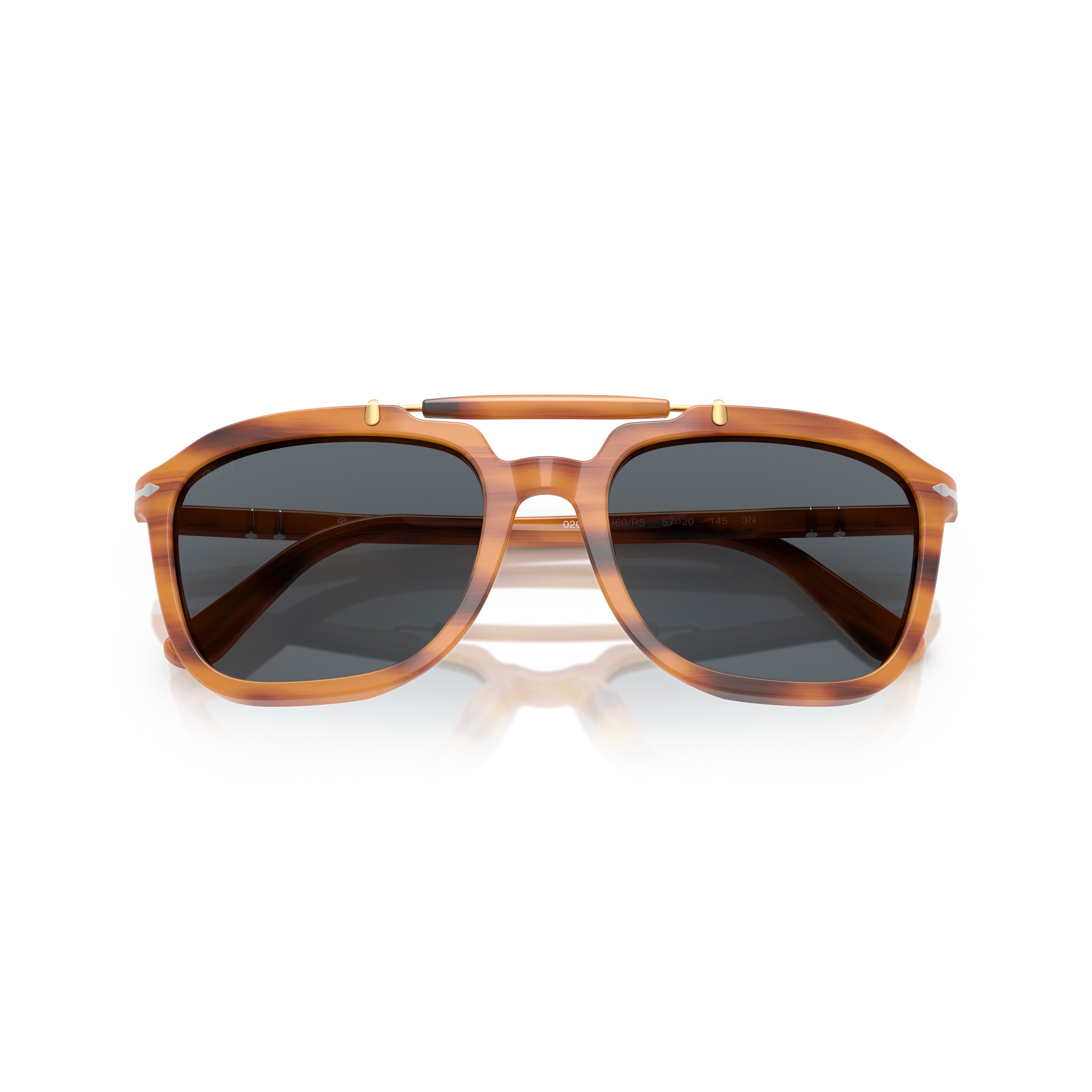 0po0203s Bold Tortoiseshell Frame Sunglasses with Double Bridge Accents