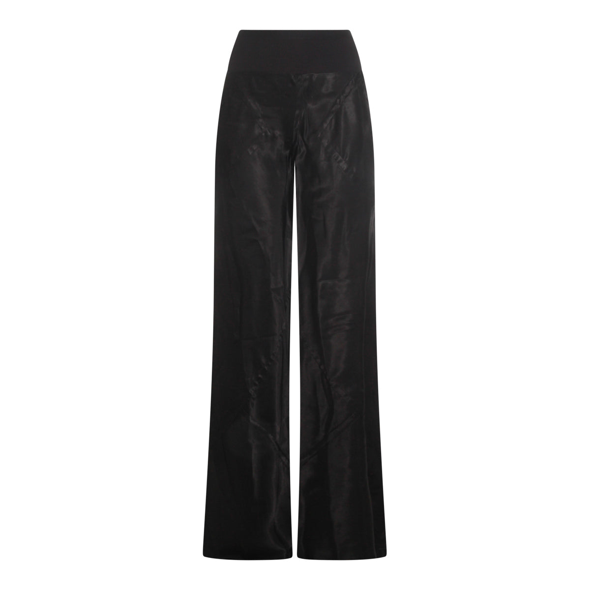 Wide-Leg Trousers With High Ribbed Waistband