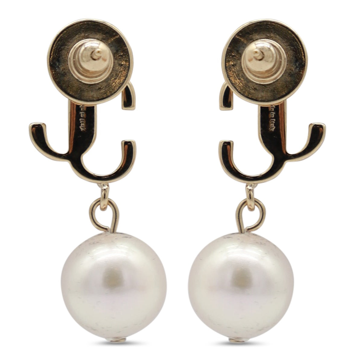 Pearl-Embellished Gold-tone Brass Earrings