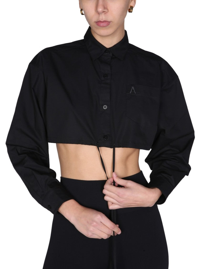 Pointed Collar Cropped Shirt