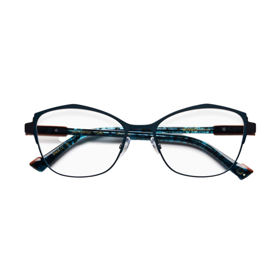 Catharina Cat-eye Metal Frame Eyeglasses with Marbled Accents
