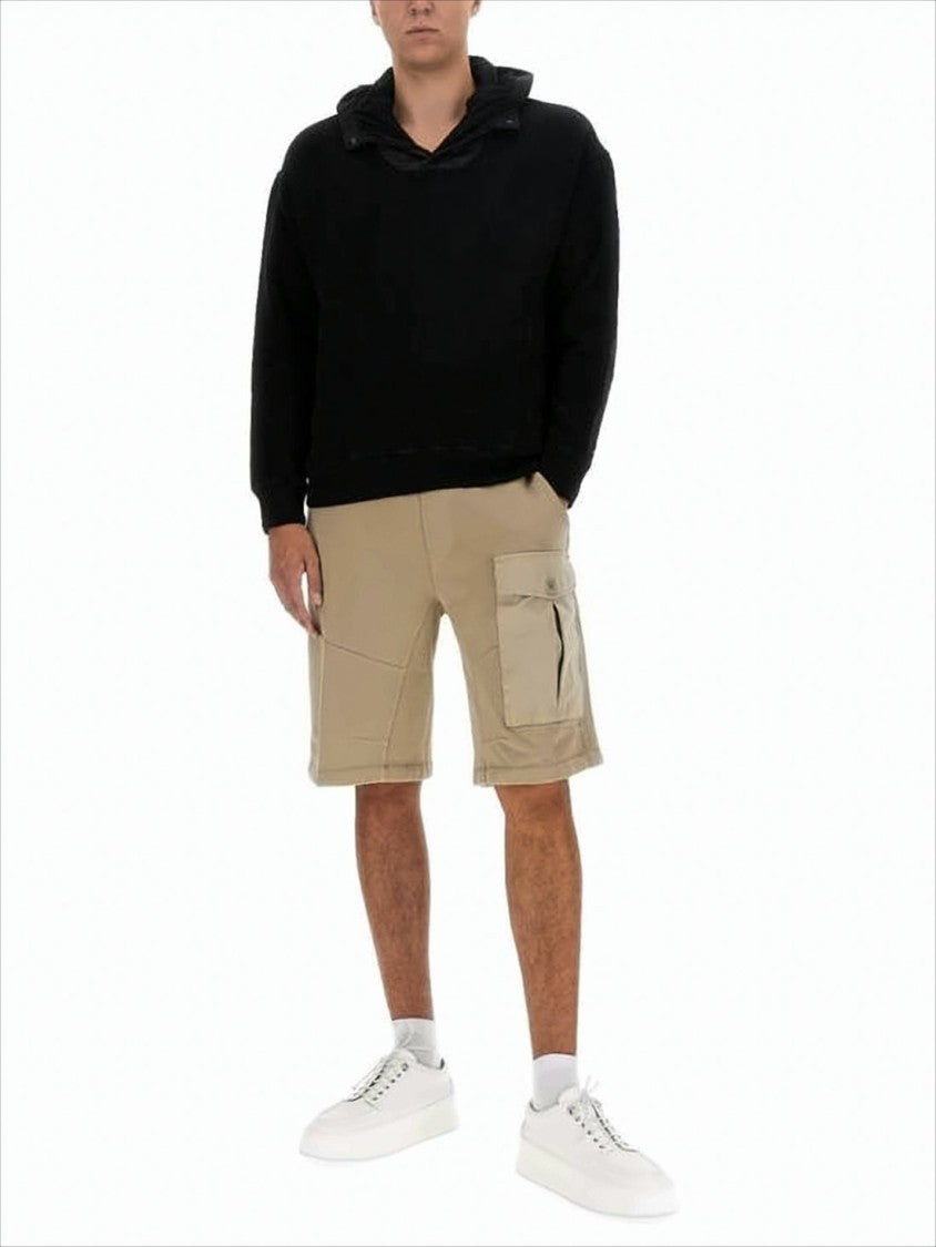 Black Pullover Hoodie with Textured Hood