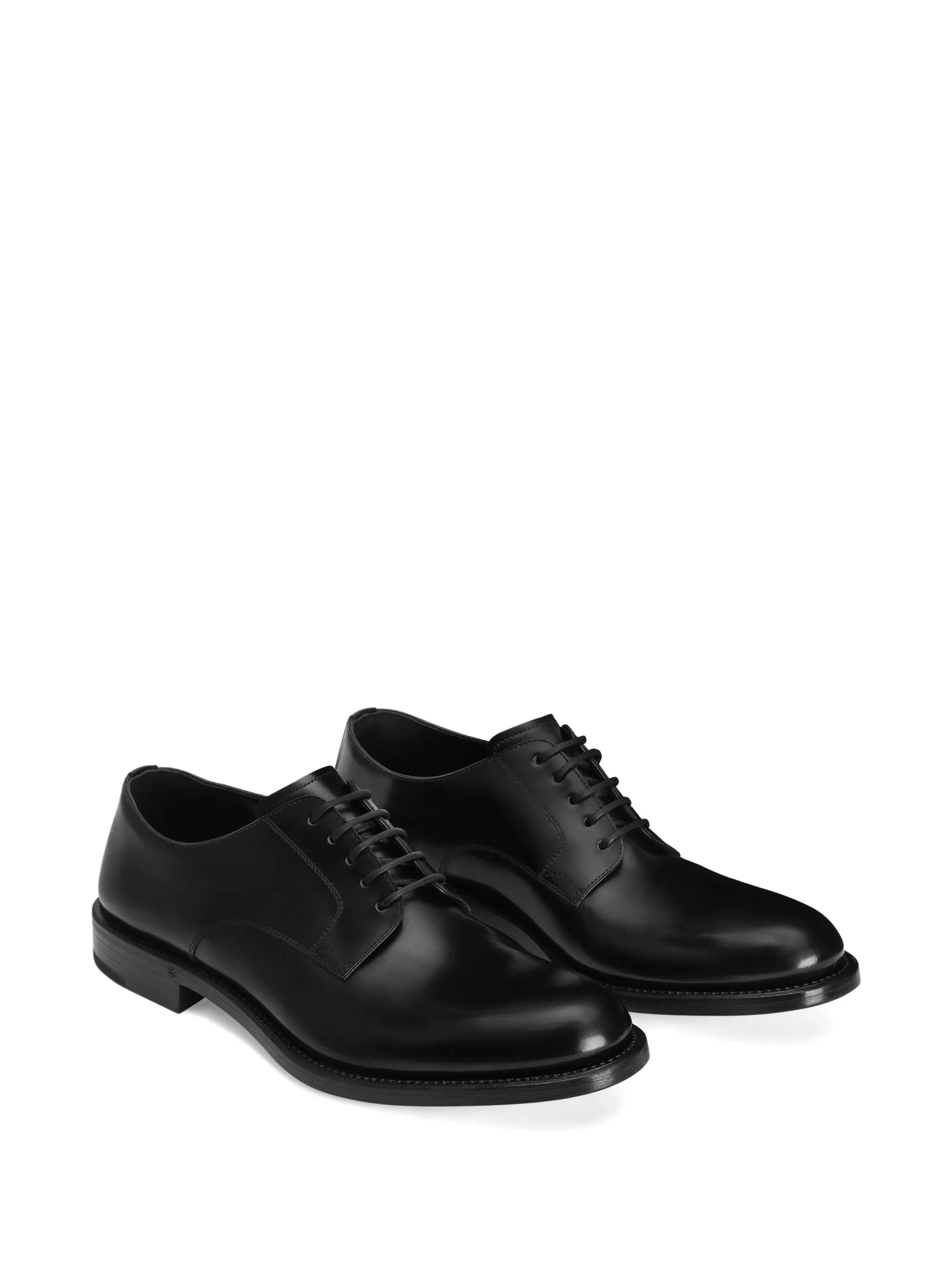 Sleek Black Polished Leather Derby Shoes