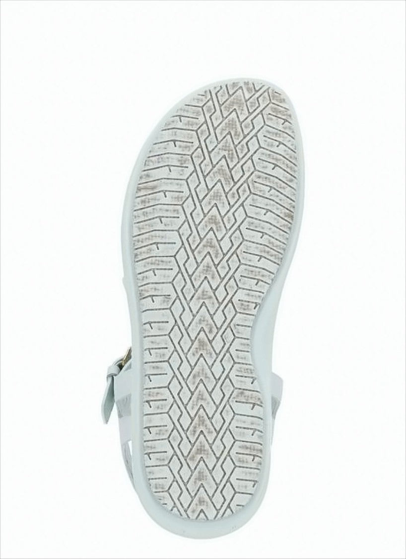 Woven Leather Strap Sandals with Ankle Buckle Closure