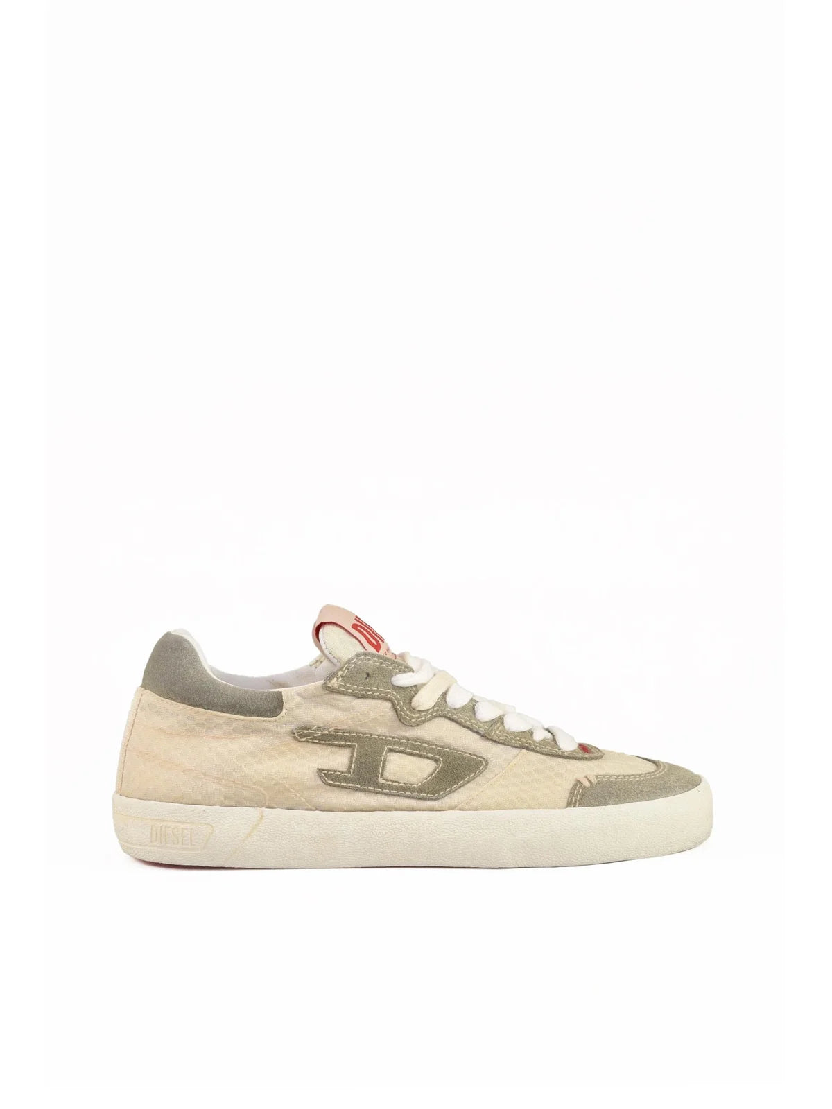 Green/Beige Other-Fibers Leather Sneakers