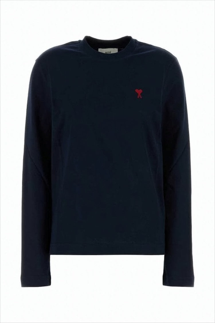 Cropped Long-Sleeved Cotton Top With Embroidered Logo
