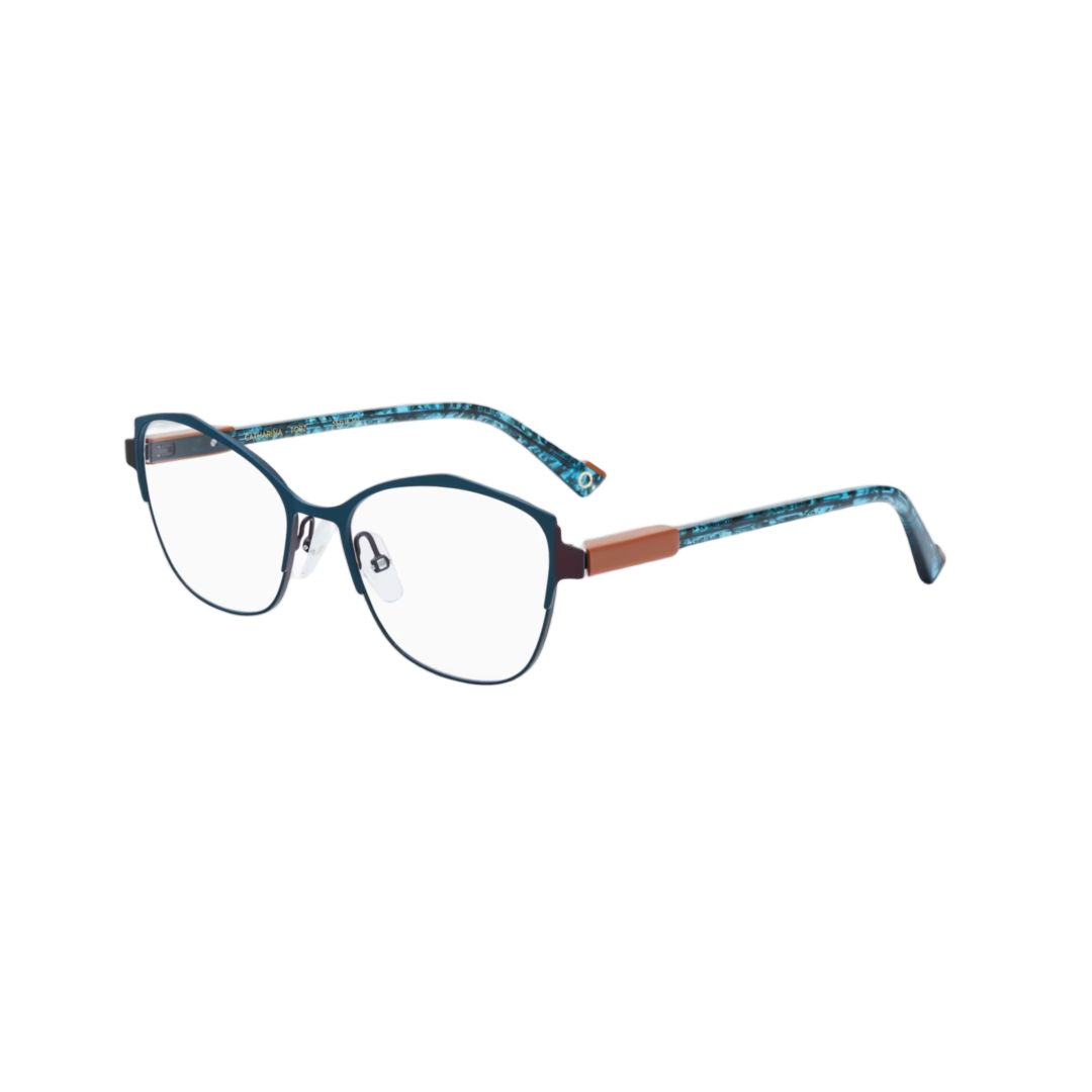 Catharina Cat-eye Metal Frame Eyeglasses with Marbled Accents