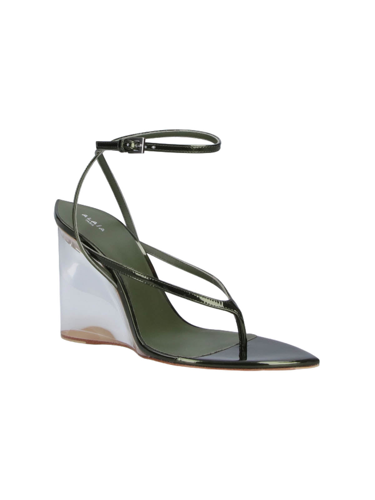 Black Pointed Toe Transparent Wedge Sandals