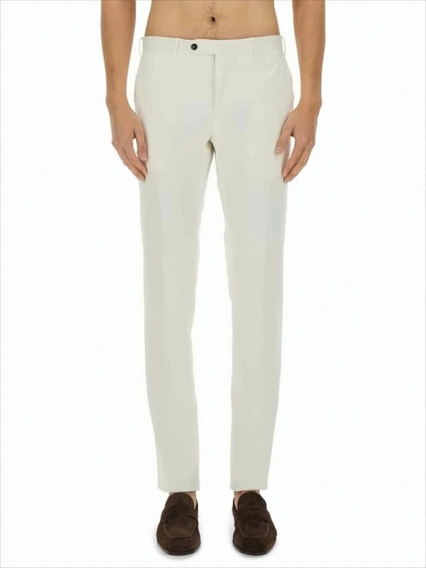 Tailored White Straight Pants with Mid-Rise Waist