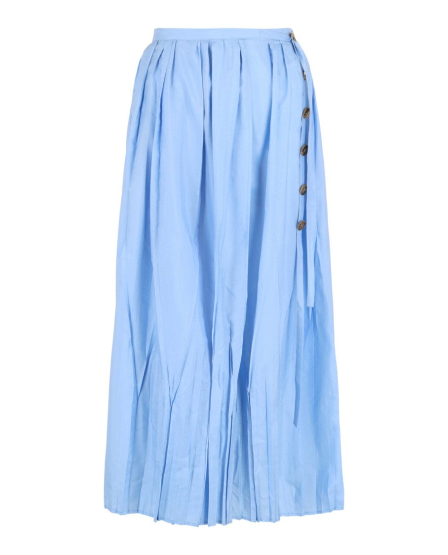 Pleated Wrap Midi Skirt