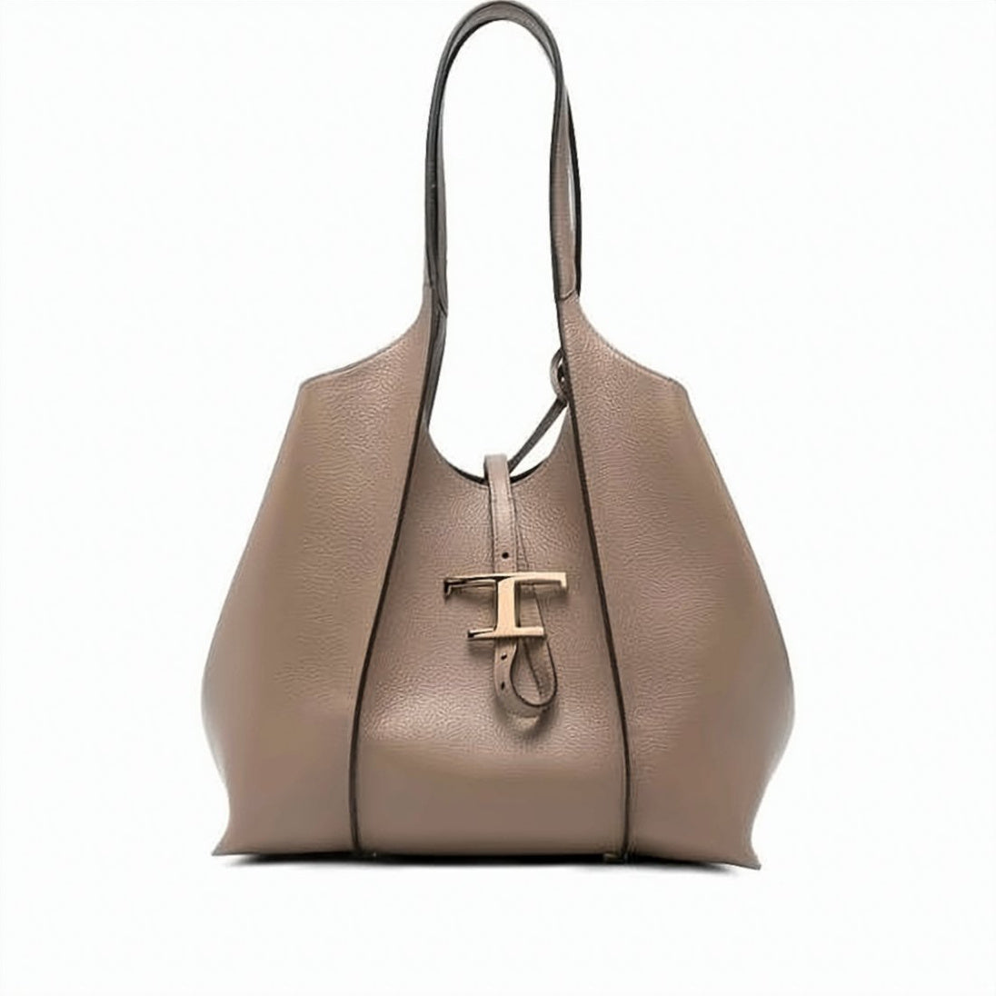 Structured Pebbled Calf Leather Small Shopper Bag