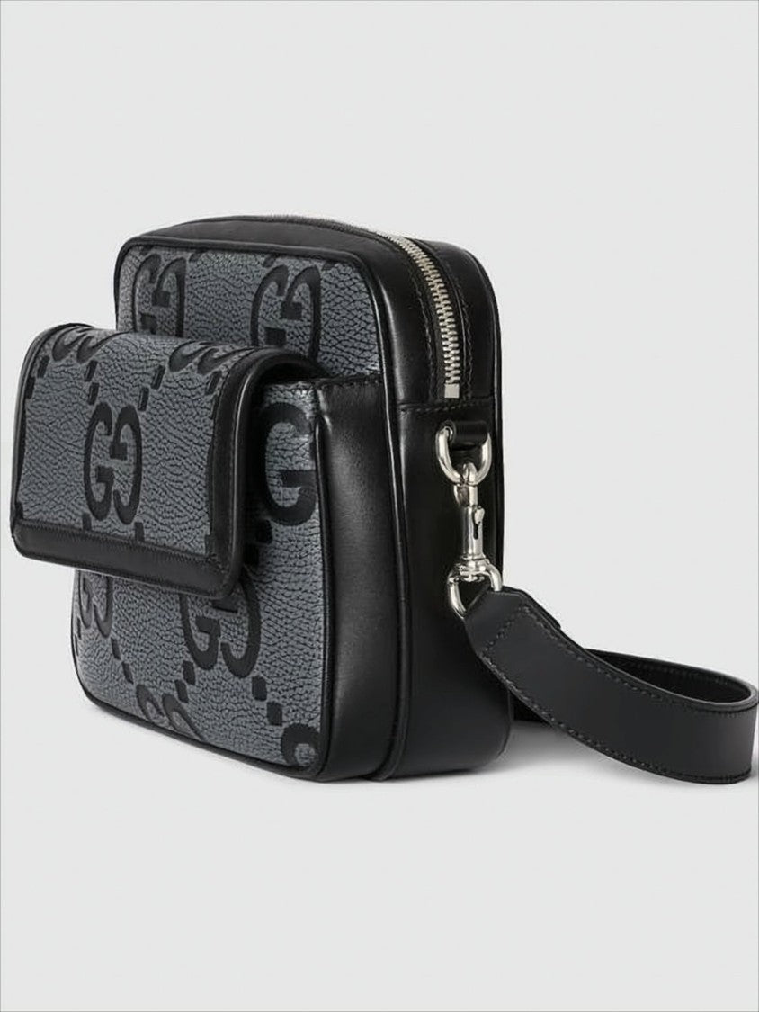 Textured Cowhide Leather Crossbody Bag with Embossed Logo
