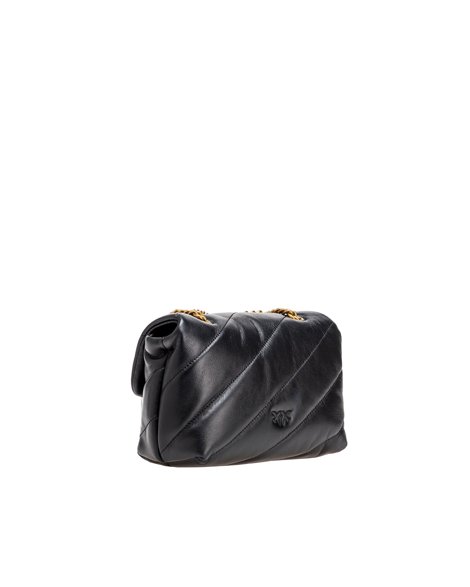 Black/Antique Gold Mini Love Bag Puff Maxi Quilt Bag