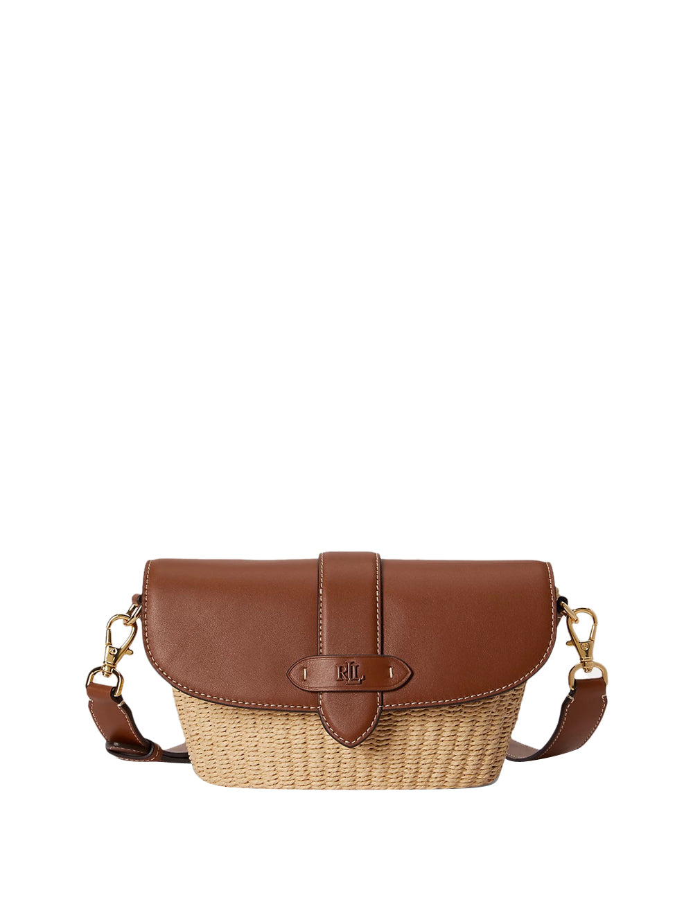 Shoulder Bag with Woven Straw Base