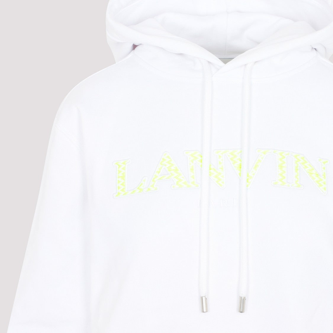 White Cotton Classic Fit Hoodie With Logo
