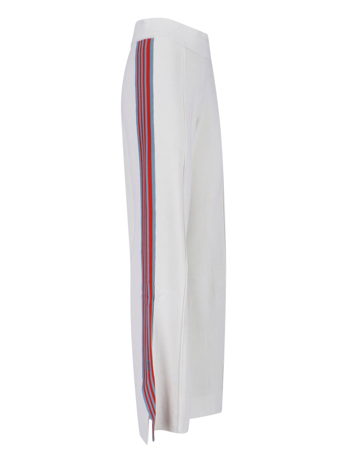 White Logo Sweatpants with Contrast Side Stripes