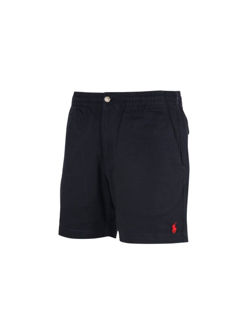 Classic Black Shorts With Elastic Waistband And Subtle Branding