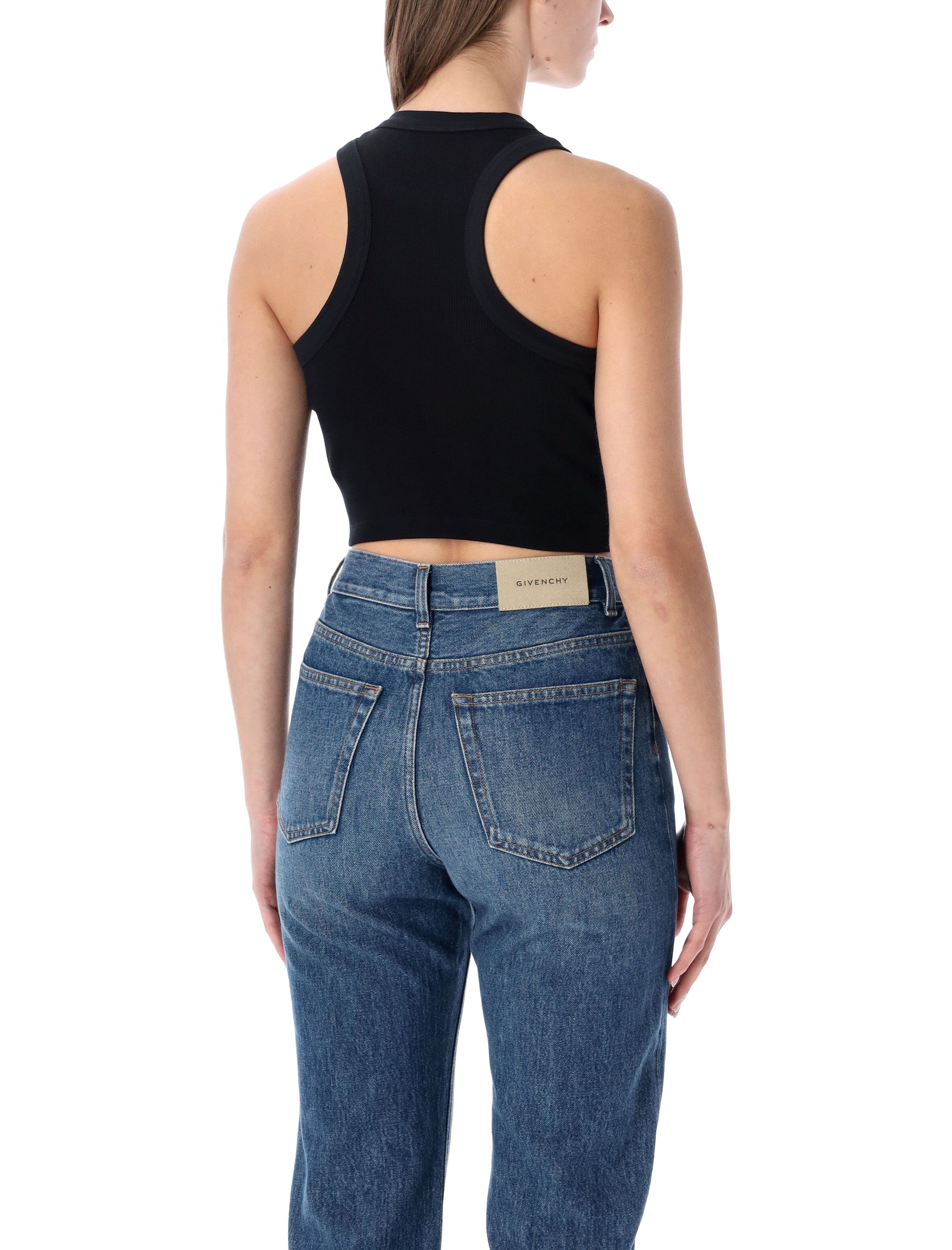 Vintage-Inspired Cropped Tank Top with Racerback Design