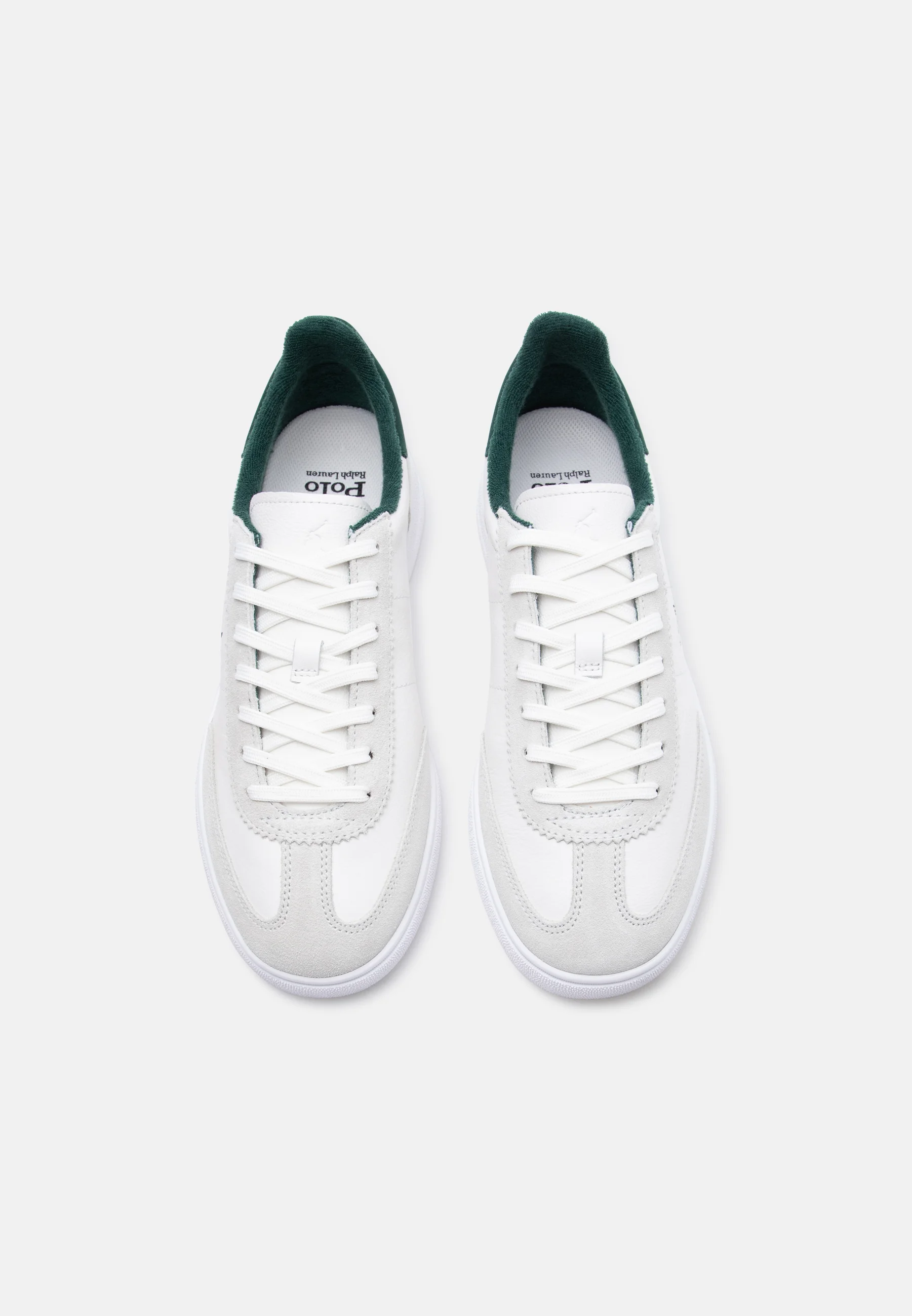 Low-Top White Leather Sneakers with Suede Overlays