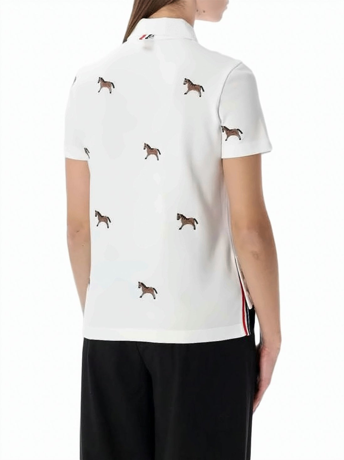 Embroidered Horse Motif Piqué Polo Shirt