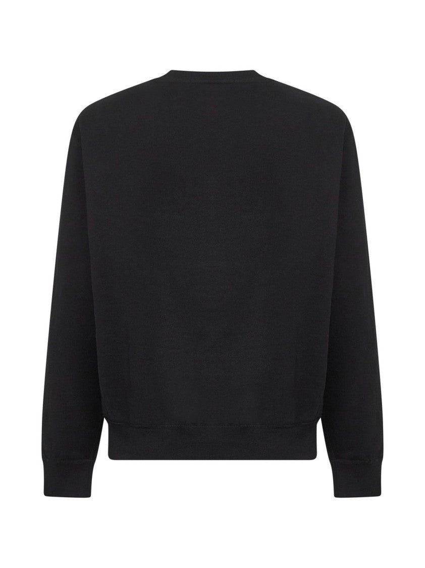 Long-Sleeve Crewneck Sweatshirt With Red Embroidered Logo