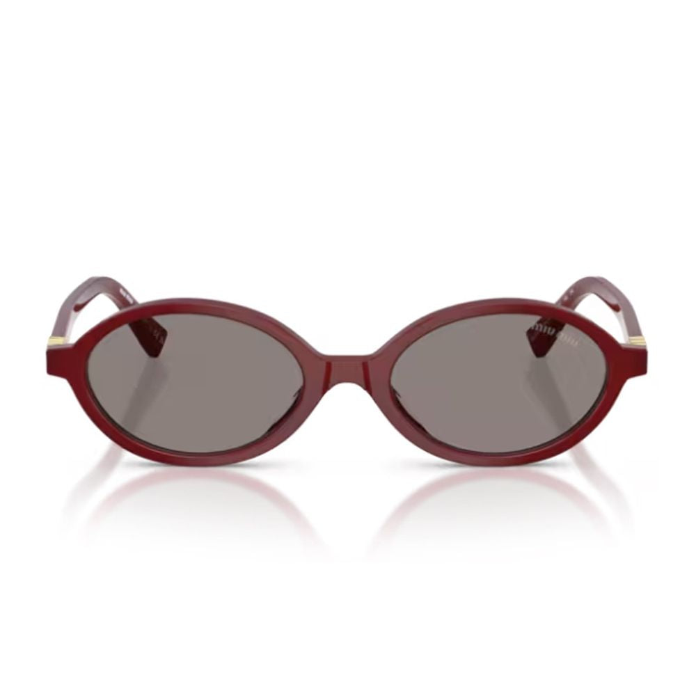 Compact Oval Sunglasses in Glossy Burgundy Acetate