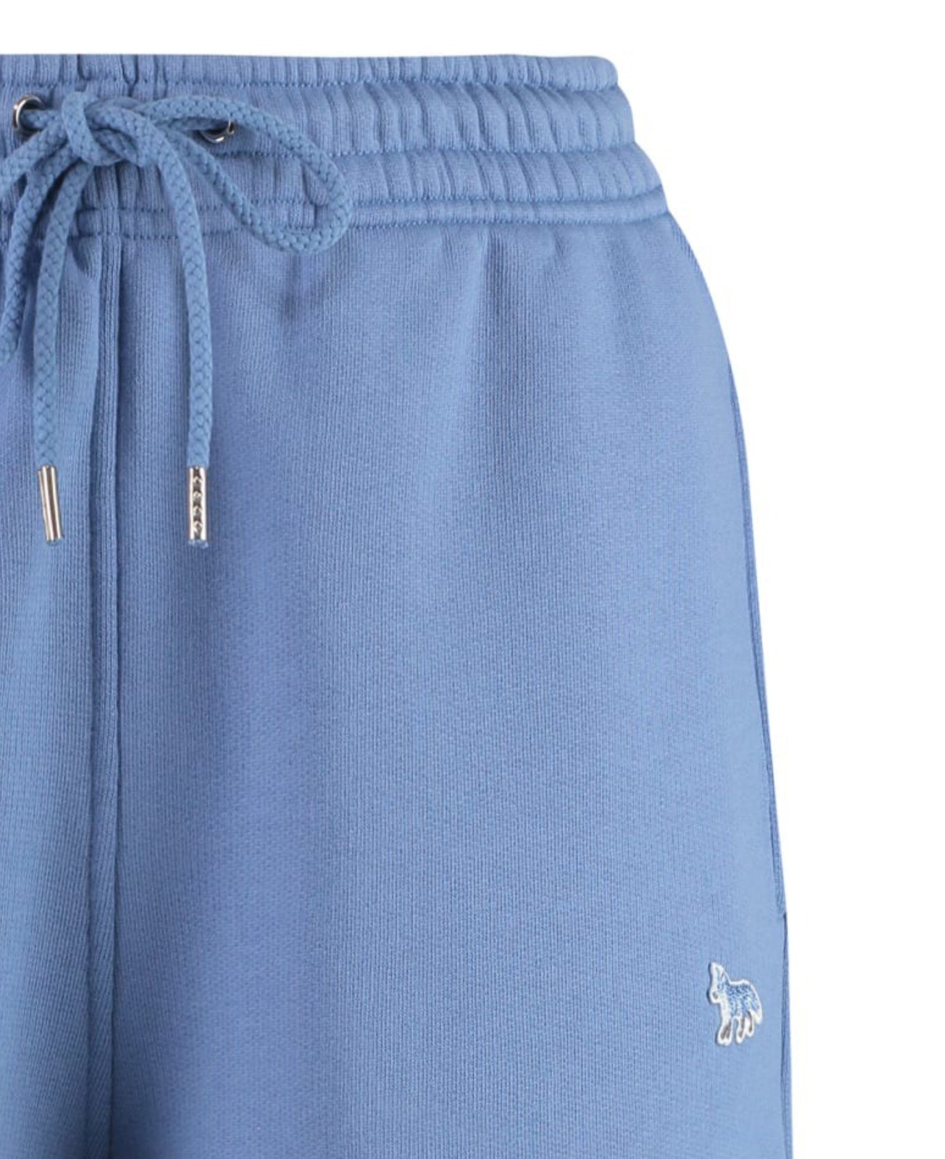 Relaxed Fit Blue Cotton Shorts With Embroidered Logo