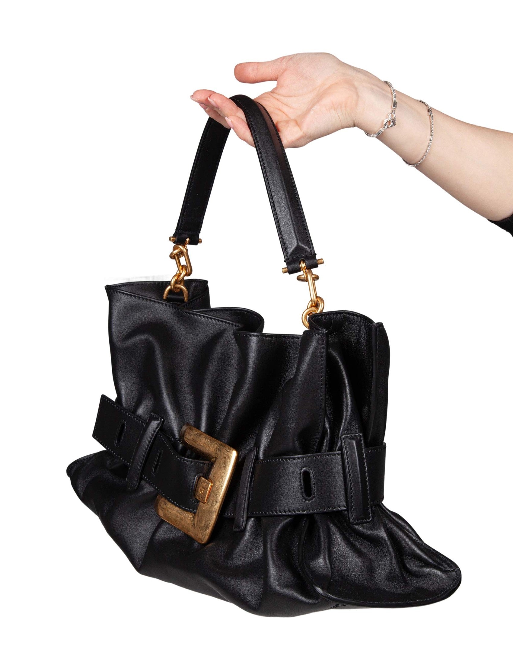 Anthem Medium Leather Handbag, Black