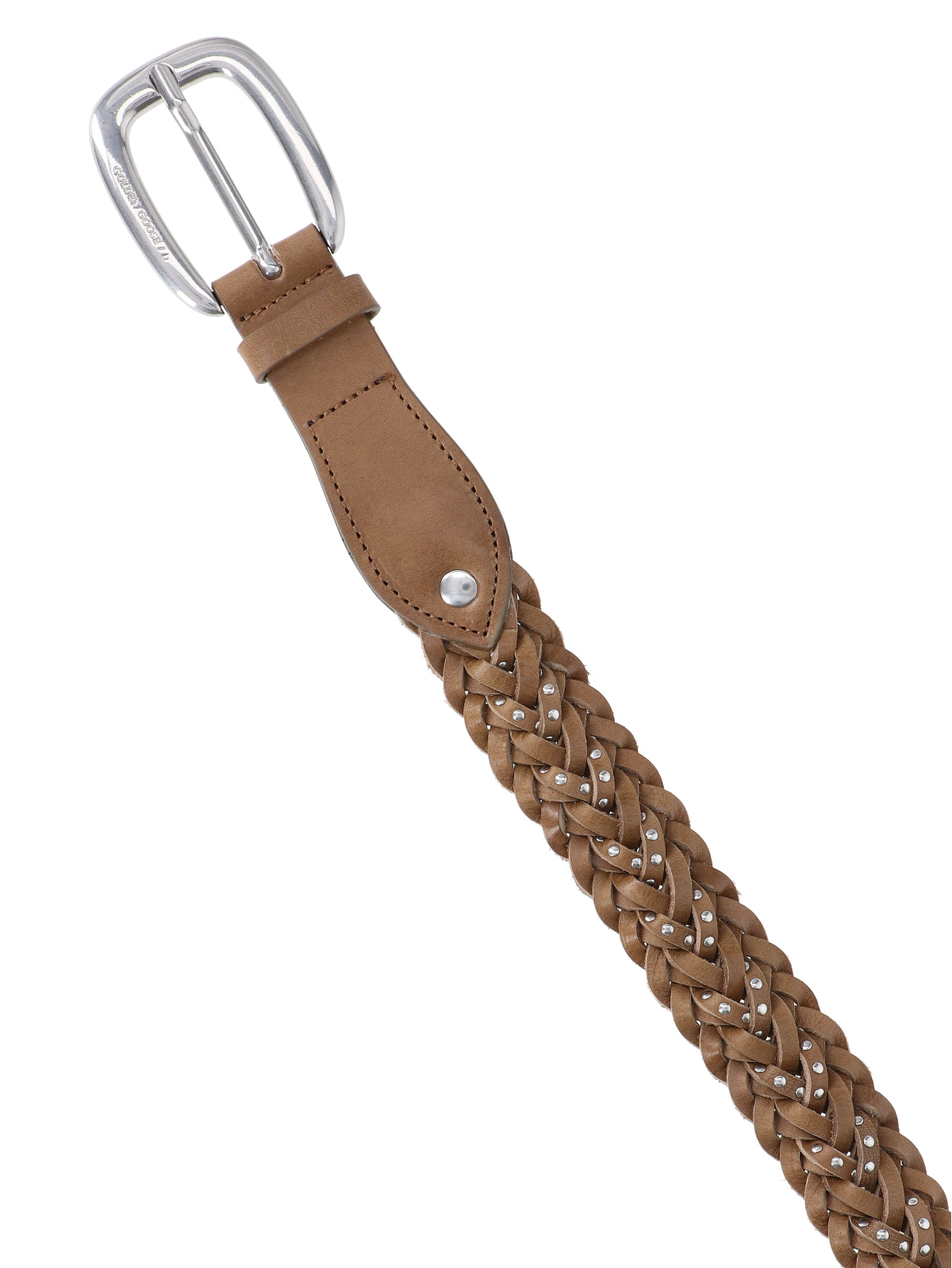 Green Houston Braided Calfskin Leather Belt