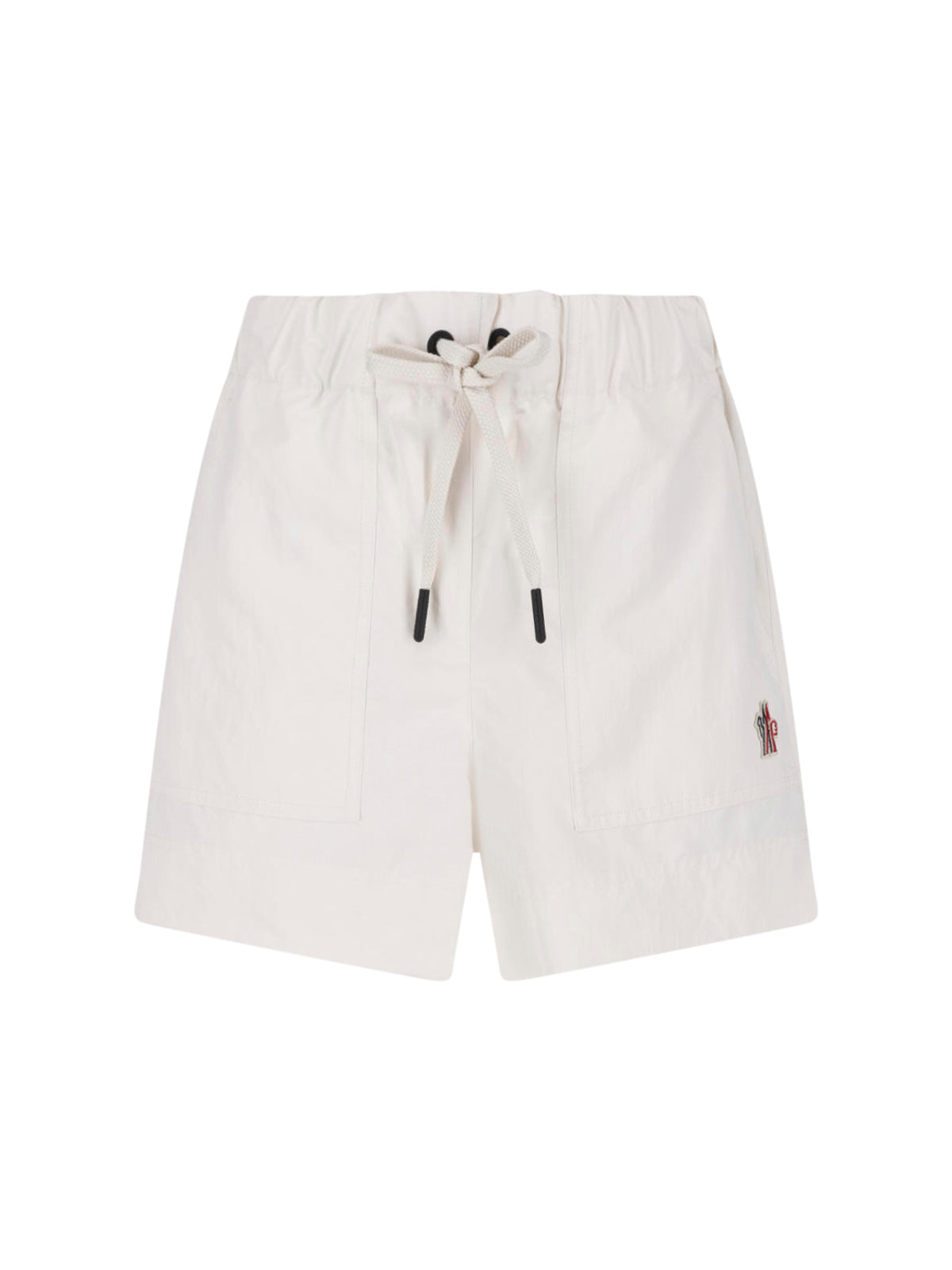 Cream Drawstring Straight Leg Fabric Shorts